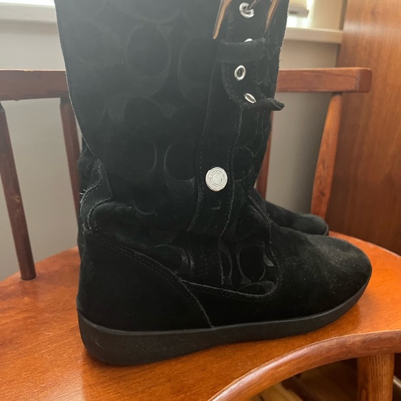 Coach Black Suede Tullip Winter Boots Size 9 - Picture 3 of 16